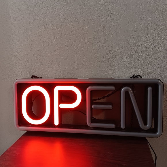 Neon Open Sign with Blue Border - Picture 3 of 7